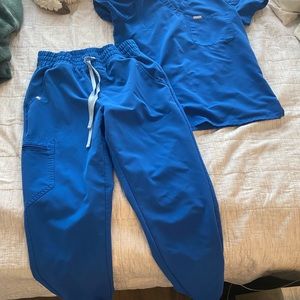 Figs scrub set - high rise Zamora joggers and one pocket Catarina top royal blue